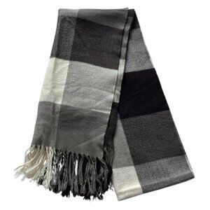 🖤 Talbots Black, Grey & White Checked Soft Winter Scarf 🖤